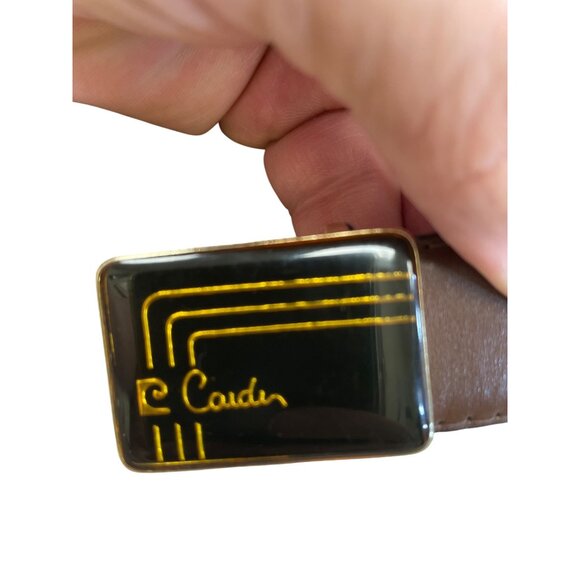 Pierre Cardin Mens Brown Leather Dress Belt 115 Gold buckle Italy SKU 8364 - Picture 7 of 12